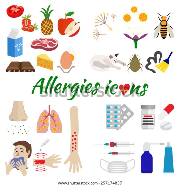 Allergy Icons Set Stock Vector (Royalty Free) 257174857 | Shutterstock