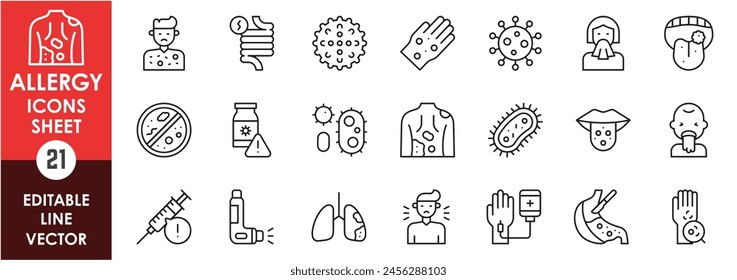 Allergy icons set. Line allergy icons design. Vector icons collection