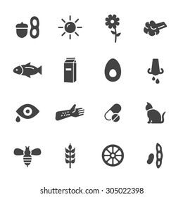 Allergy icons. Simple flat vector icons set on white background