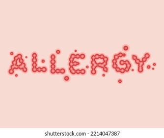 Allergy lettering. Pimple lettersTypography. Acnea whelk typography Vector illustration