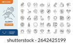 Allergy line editable icon set. Editable stroke. Vector illustration