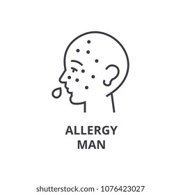 allergy man thin line icon, sign, symbol, illustation, linear concept, vector 
