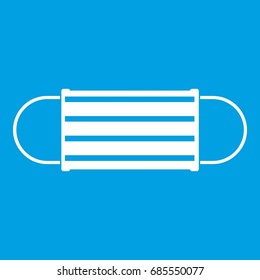 Allergy mask icon white isolated on blue background. Vector illustration of allergy mask icon for any web design