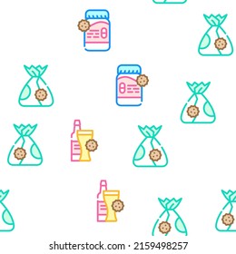 Allergy On Products Vector Seamless Pattern Color Line Illustration