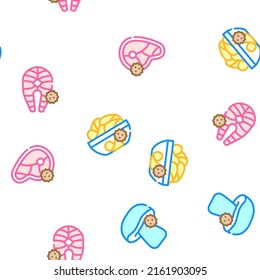 Allergy On Products Vector Seamless Pattern Color Line Illustration