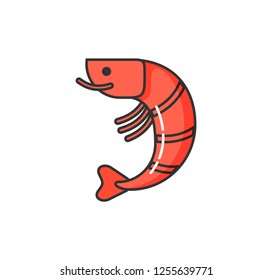 Allergy on seafood, isolated icon of allergen boiled cooked shrimp vector. Hypersensitivity and allergic reaction to meal of fish, sensitivity of body