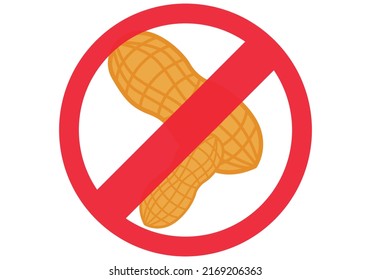 Allergy peanut forbidden icon on white background.