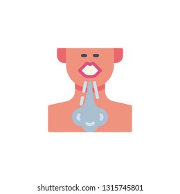Allergy reaction, sick, flu flat icon, vector sign, colorful pictogram isolated on white. Sneezing person man symbol, logo illustration. Flat style design