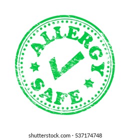 Allergy safe round rubber stamp vector illustration
