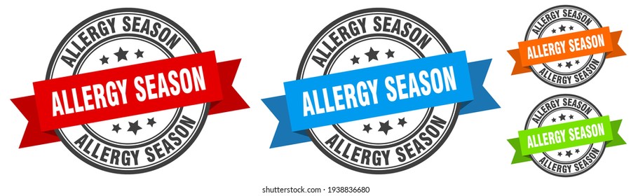 Allergy Season Stamp. Allergy Season Round Band Sign Set. Label