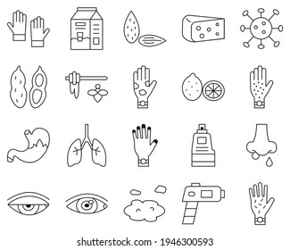 allergy set vector type icon