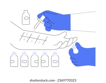 Allergy skin tests abstract concept vector illustration. Physician testing sick for allergy, putting drop of liquid onto patients arm, immunology industry, prick experiment abstract metaphor.