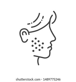 Allergy symptoms line black icon. Skin rash. Dermatological diseases. Itchy spots on face. Sign for web page, mobile app, button, logo. Vector isolated element. Editable stroke. - Shutterstock ID 1489775246