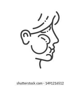 Allergy symptoms line black icon. Face swelling. Specific reaction. Infection, disease. Sign for web page, mobile app, button, logo. Vector isolated button. Editable stroke.