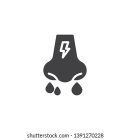 Allergy symptoms vector icon. snuffle nose filled flat sign for mobile concept and web design. Runny nose glyph icon. Symbol, logo illustration. Pixel perfect vector graphics