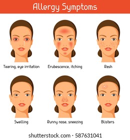 Allergy symptoms. Vector illustration for medical websites advertising medications.