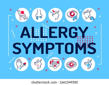 Allergy Symptoms Word Lettering Typography Dermatological Stock Vector ...