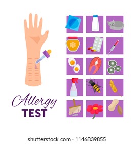 Allergy test. Reaction. Types of allergens.
