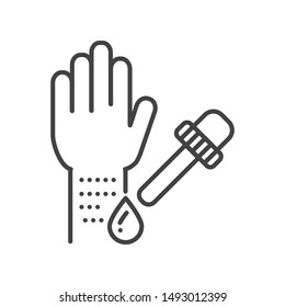 Allergy tested line black icon. Allergic reaction concept. Medical analysis. Sign for web page, mobile app, button, logo. Vector isolated element. Editable stroke.