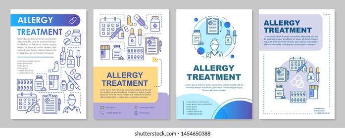 Allergy treatment brochure template layout. Allergic disease prevention. Flyer, booklet, leaflet print design with illustrations. Vector page layouts for magazines, annual reports, advertising posters