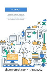 Allergy - vector line design brochure poster, flyer presentation template, A4 size layout.