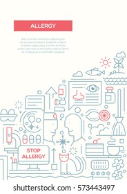 Allergy - vector simple line design brochure poster, flyer presentation template, A4 size layout.