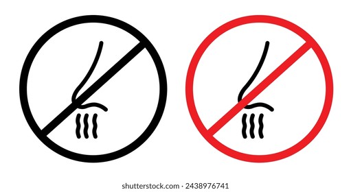 Allergy-Free Zone Sign Set. No Smell Symbol. Nose Sensory Warning Icon