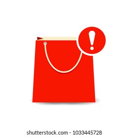 Allert attention bag buy paper shopping icon. Vector illustration