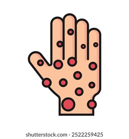 Allergie-Krankheit, Handsymbol, flache Vektorgrafik, einzelne weiße Hintergrundfarbe