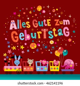 Alles Gute zum Geburtstag Deutsch German Happy birthday greeting card with cute animals