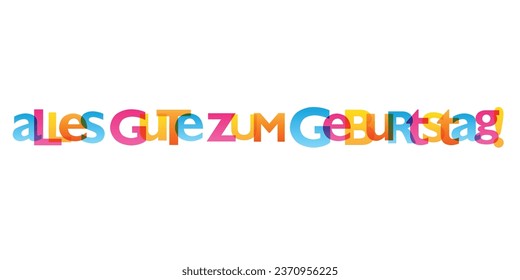 ALLES GUTE ZUM GEBURTSTAG (HAPPY BIRTHDAY in French) colorful vector typography banner