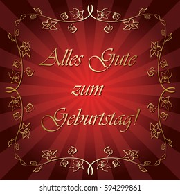 Alles gute zum Geburtstag - Happy birthday -  bright red vector greeting card