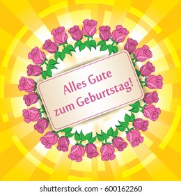 Alles gute zum Geburtstag - Happy birthday - yellow background with roses