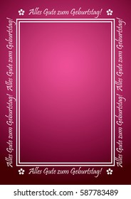 Alles gute zum Geburtstag - red vector greeting card with white frame with letters - Happy birthday