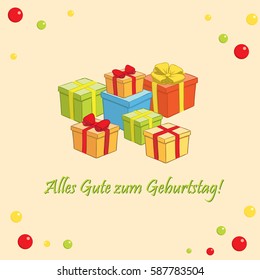 Alles gute zum Geburtstag - vector greeting card with gifts