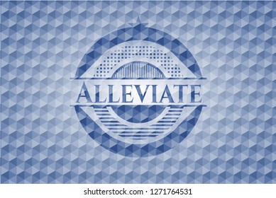Alleviate blue badge with geometric pattern.