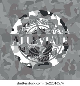 Alleviate grey camouflage emblem. Vector Illustration.