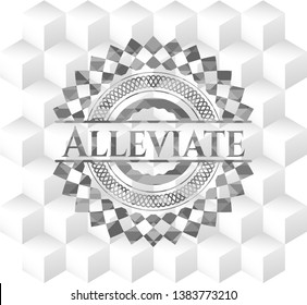 Alleviate grey emblem with cube white background