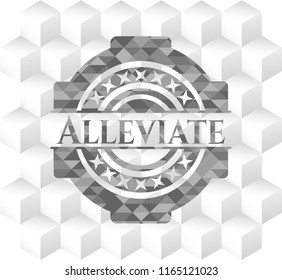 Alleviate grey emblem. Retro with geometric cube white background