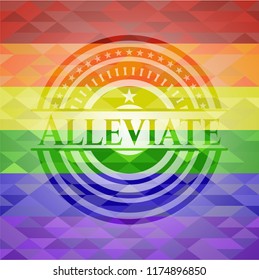 Alleviate on mosaic background with the colors of the LGBT flag