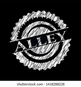 Alley chalk emblem written on a blackboard. Vector Illustration. Detailed.