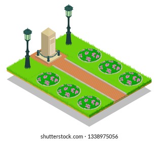 Alley concept banner. Isometric banner of alley vector concept for web, giftcard and postcard