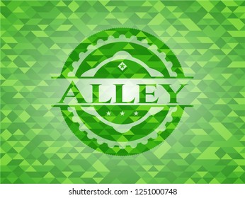 Alley green emblem. Mosaic background
