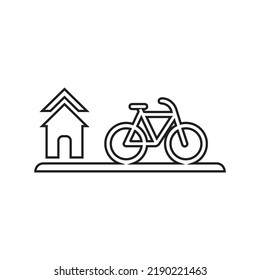 Alley, lane, path outline icon. Line art vector.