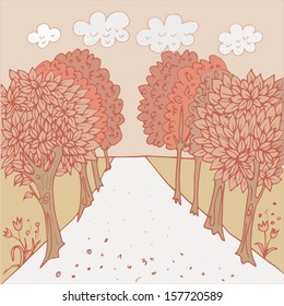 Alley with pink trees