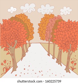 Alley with pink trees