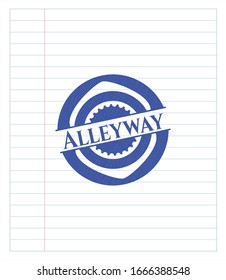 Alleyway Pen Strokes Emblem. Blue Ink. Vector Illustration. Detailed.