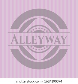 Alleyway Retro Pink Emblem. Vector Illustration. Detailed.