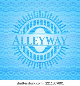 Alleyway Sky Blue Water Wave Badge. Vector Illustration. Detailed. 