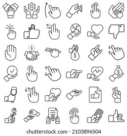 Allhandgestures Flat Icon Set Isolated On White Background